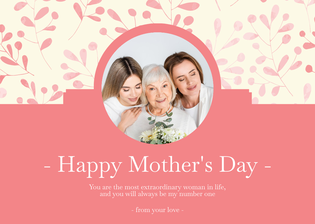 Senior Mom with Flowers on Mother's Day Card tervezősablon