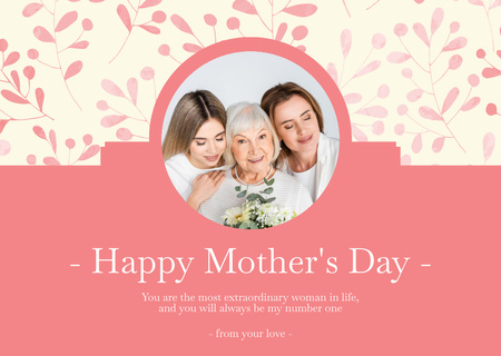Senior Mom with Flowers on Mother's Day Card Design Template