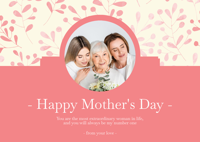 Senior Mom with Flowers on Mother's Day Card Modelo de Design