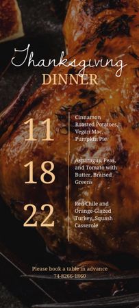 Thanksgiving Dinner With Turkey Invitation 9.5x21cm Design Template