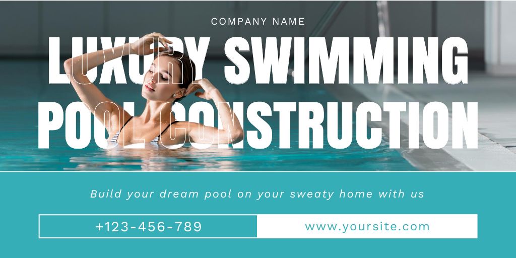 Quality Luxury Pool Construction Services Twitter Design Template
