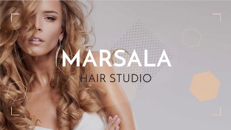 Hair Studio Ad Woman with Blonde Hair Title Design Template