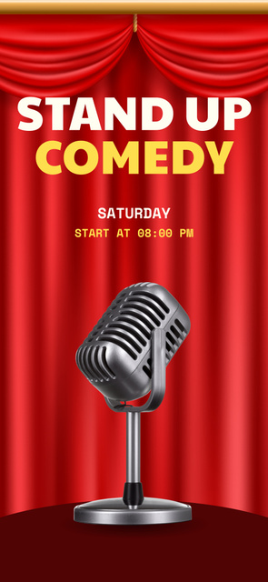 Stand-up Comedy Show Promo with Microphone Snapchat Moment Filter Tasarım Şablonu