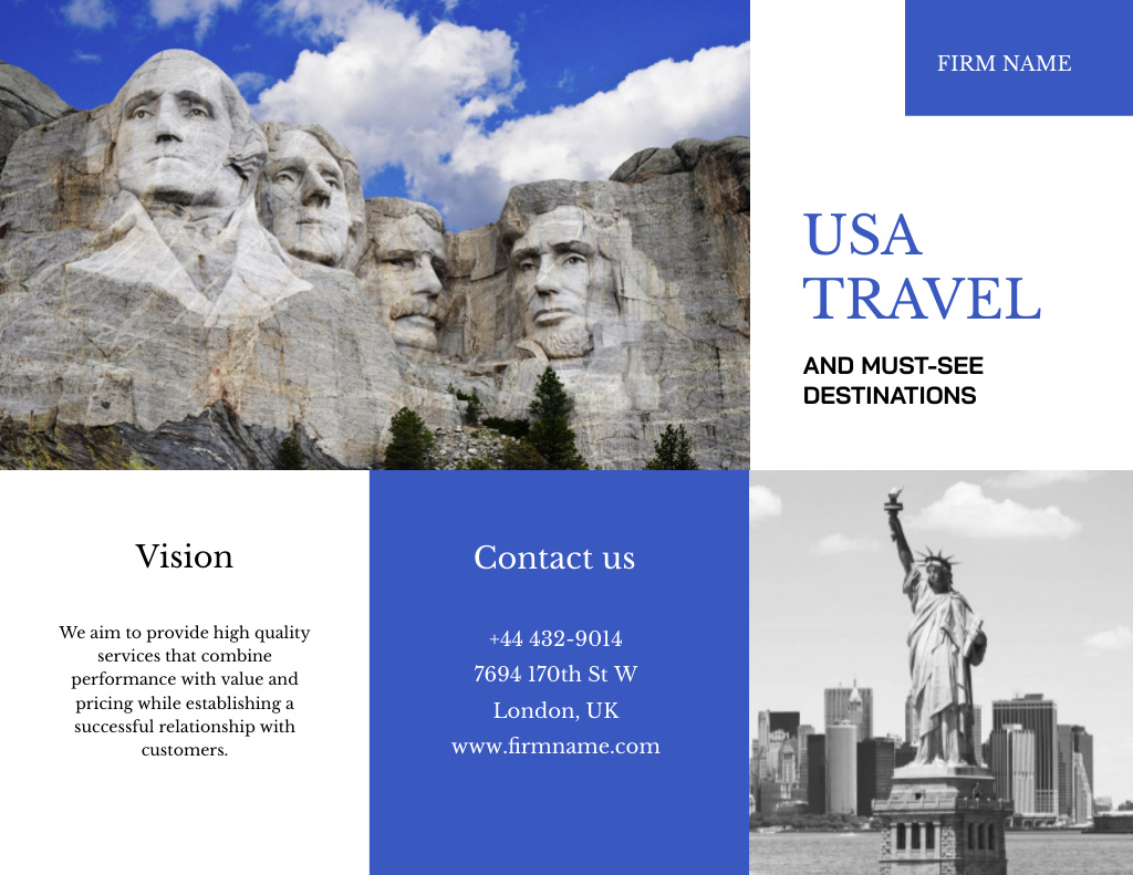 Travel Tour Offer with Liberty Statue Brochure 8.5x11in Tasarım Şablonu