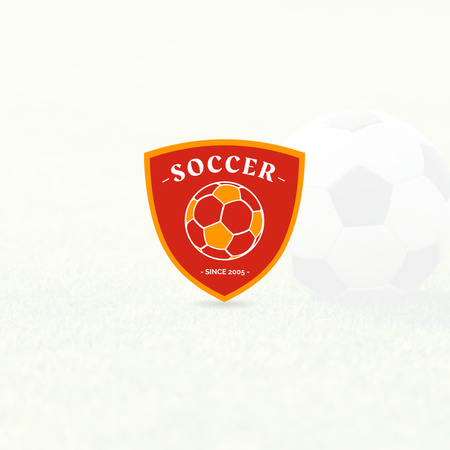 赤い盾を持ったサッカークラブのエンブレム Logoデザインテンプレート