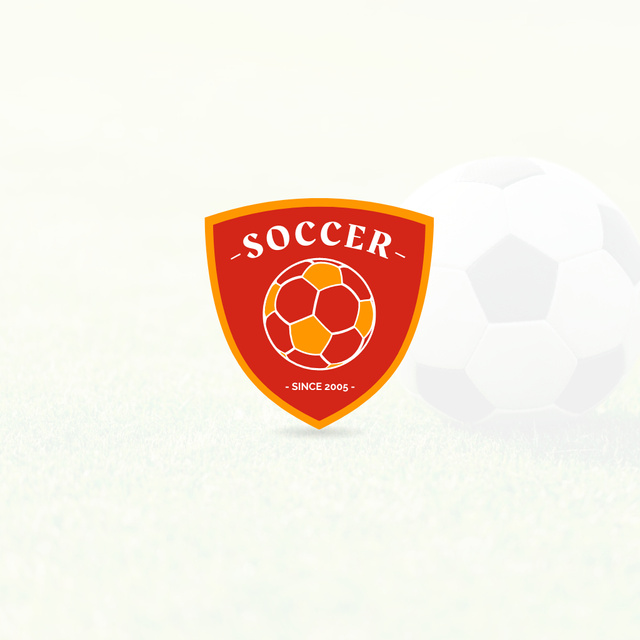 Emblem of Soccer Club with Red Shield Logo Tasarım Şablonu