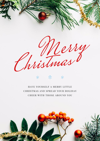 Platilla de diseño Merry Christmas Greeting and Wishes with Decorations Postcard 5x7in Vertical