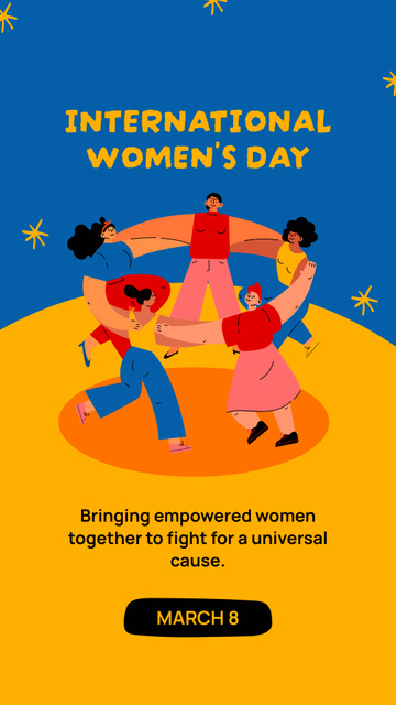 Happy Women in Circle on International Women's Day Instagram Story Πρότυπο σχεδίασης