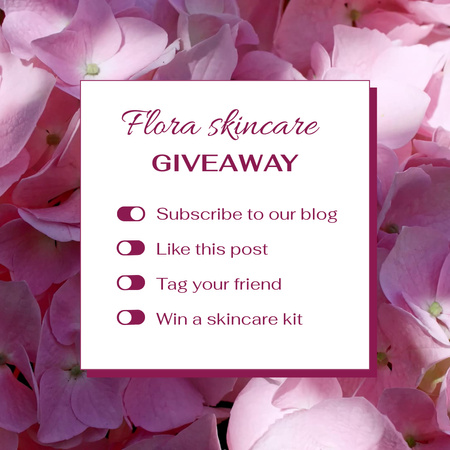 Skincare Giveaway with Tender Pink Petals Animated Post Design Template
