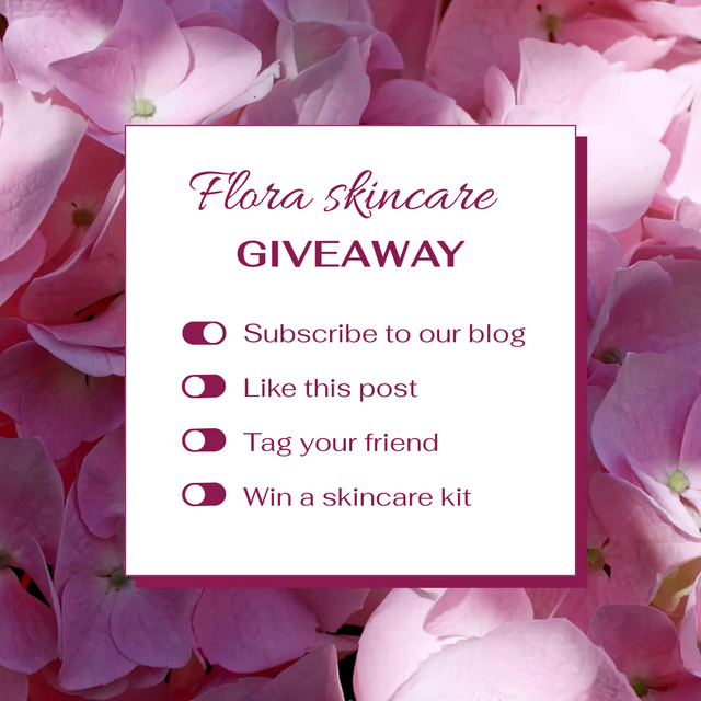 Skincare Giveaway with Tender Pink Petals Animated Postデザインテンプレート