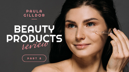 Beauty Blog Ad Woman Applying Serum Youtube Thumbnail Design Template