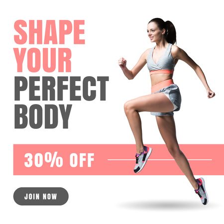 Gym Discount Offer with Sporty Woman Instagram Design Template
