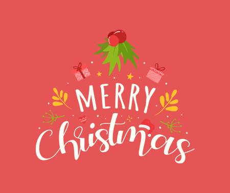 Christmas greeting illustrated Facebook Design Template