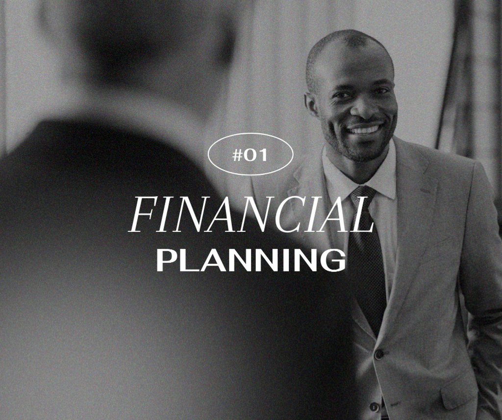 Smiling Businessmen for Financial Planning Facebook – шаблон для дизайна
