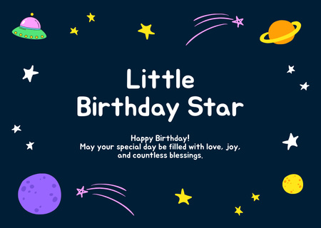 Ontwerpsjabloon van Card van Kleine ster verjaardagsaankondiging