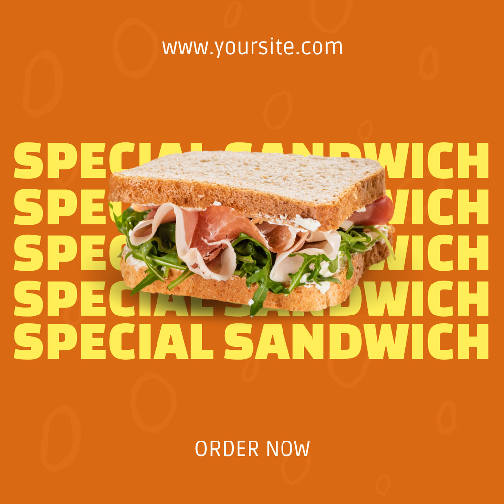 Delicious Sadwich Offer on Orange Instagram Modelo de Design