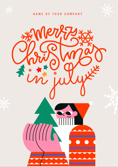 Merry Christmas in July with Cartoon Girl Flyer A4 – шаблон для дизайна
