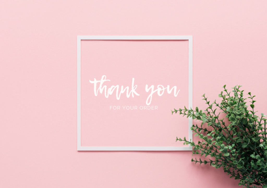 Thankful Phrase on Pink Minimalist Postcard A5 – шаблон для дизайна
