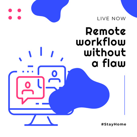#stayhome remote workflow téma stream hirdetés Instagram tervezősablon