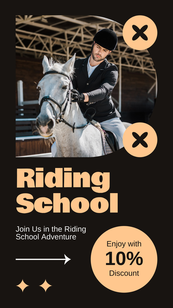 Discount on Training at Popular Horse Riding School Instagram Storyデザインテンプレート