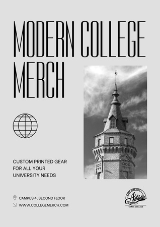 Contemporary College Merch Offer In Gray Poster Design Template