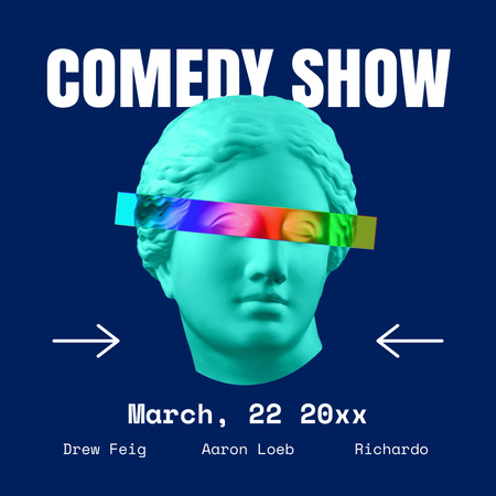 Advertisement for Comedy Show with Antique Bust Instagram Design Template