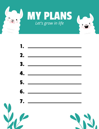 Daily Planner with Illustration of Happy Alpacas Notepad 8.5x11in Design Template