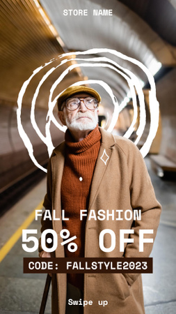 Designvorlage Stilvoller älterer Mann im Modeangebot für Instagram Video Story