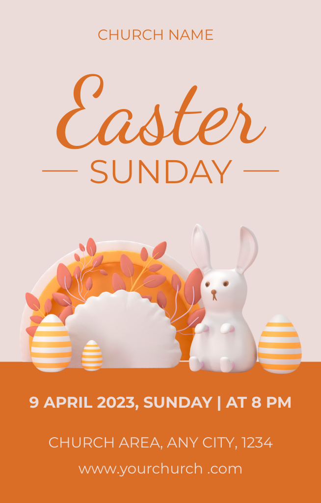 Easter Sunday Celebration Announcement Invitation 4.6x7.2in Design Template