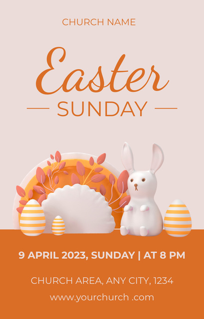 Plantilla de diseño de Easter Sunday Celebration Announcement Invitation 4.6x7.2in 