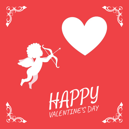 Designvorlage Cupid shooting in Valentine's Day Heart für Animated Post