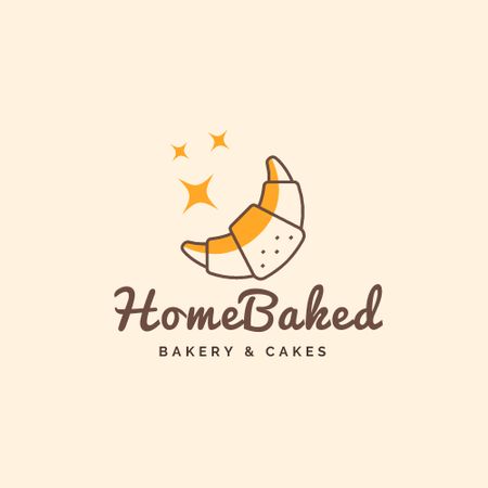 Bakery Ad with Yummy Croissant Logo tervezősablon