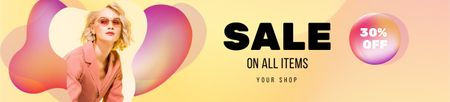 Szablon projektu Sale Ad with Woman in Stylish Sunglasses Ebay Store Billboard