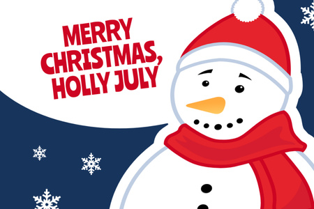 Big Snowman For Christmas In July Congrats Postcard 4x6in Πρότυπο σχεδίασης