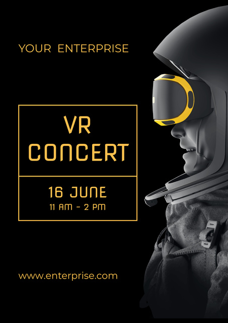 VR Concert Ad on Black Poster Design Template