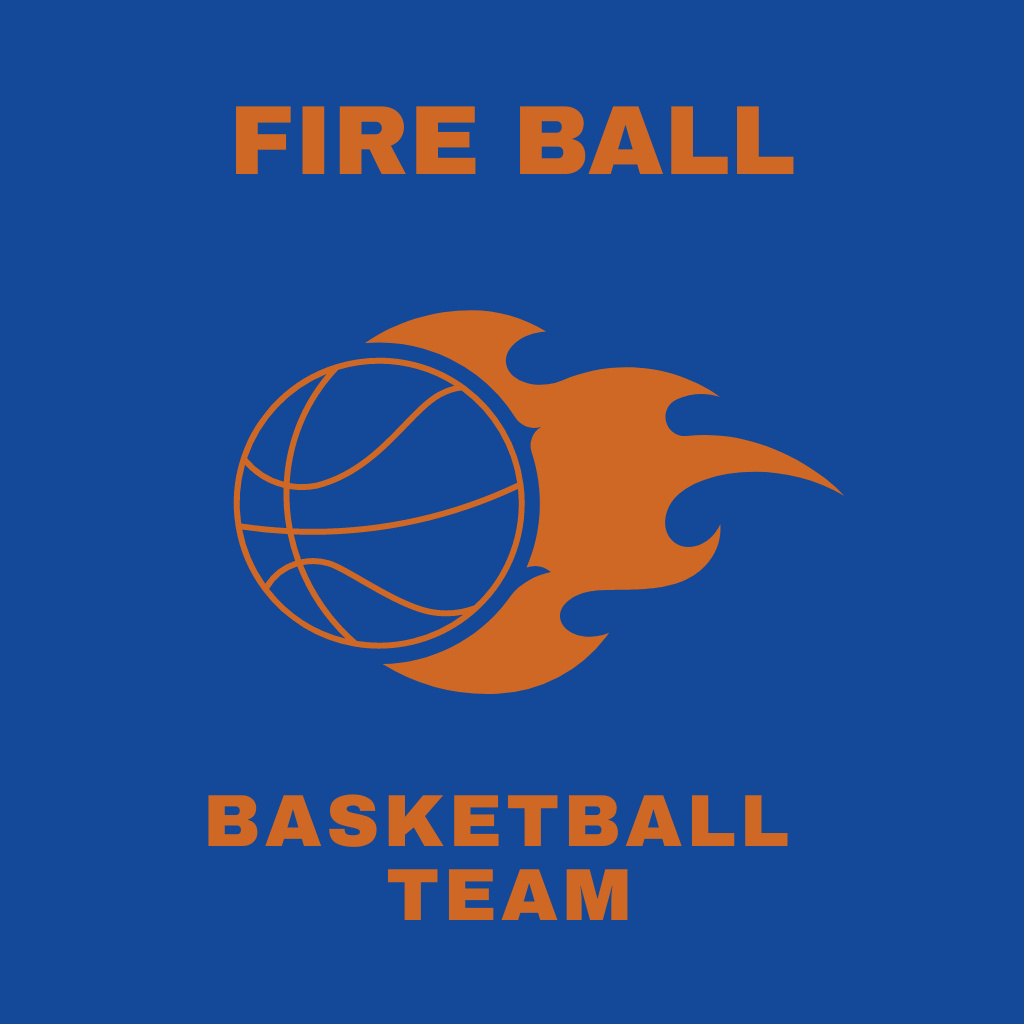 Basketball Team Emblem with Fire Ball Logo – шаблон для дизайну