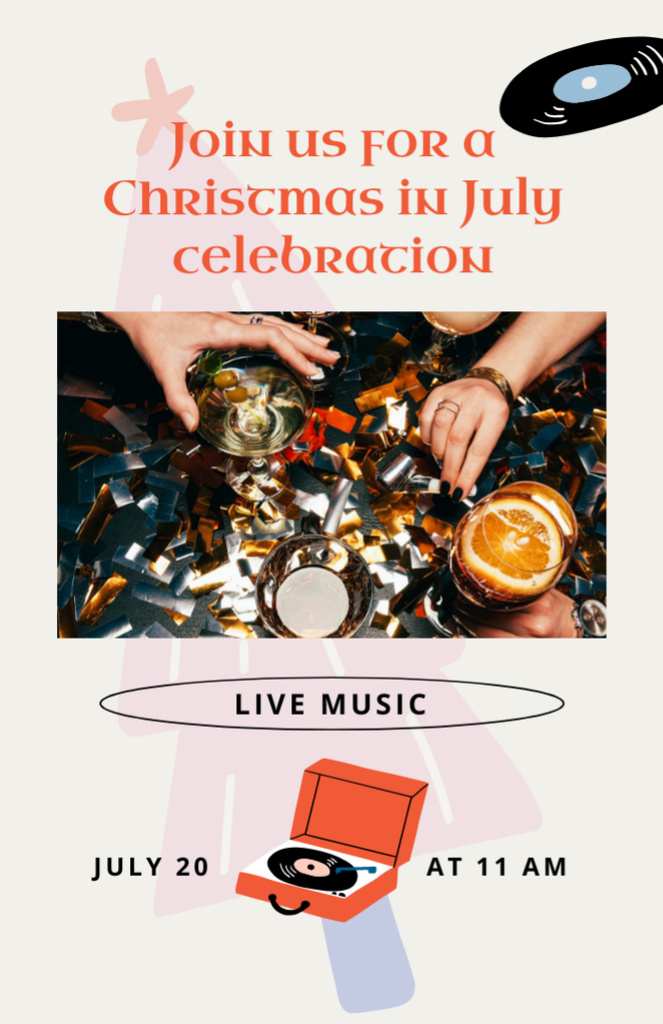 Platilla de diseño July Christmas Sale Announcement with Festive Gifts Flyer 5.5x8.5in