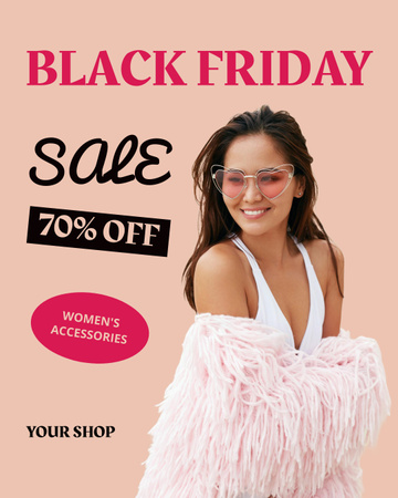 Black Friday Fashion Sale with Discount Instagram Post Vertical Design Template