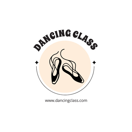 Tanssiluokkamainos, jossa on kuva balettikengistä Animated Logo Design Template