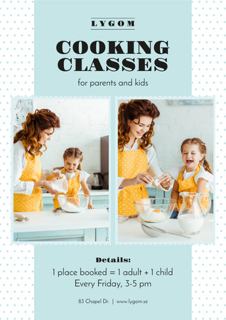 Cooking Classes with Mother and Daughter in Kitchen Poster A3 Tasarım Şablonu
