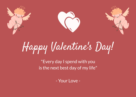 Ontwerpsjabloon van Card van Romantisch Happy Valentine's Day Quote met schattige Cupido's