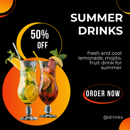 Ontwerpsjabloon van Instagram van Fresh Summer Drinks