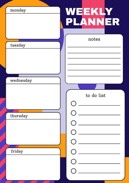 Weekly Goals Planner with Bright Pattern Schedule Planner Design Template
