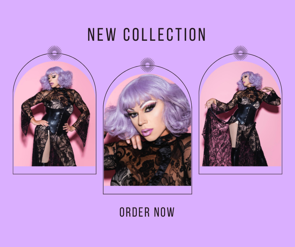 Awesome Apparel Collection Promotion In Purple Facebook Šablona návrhu