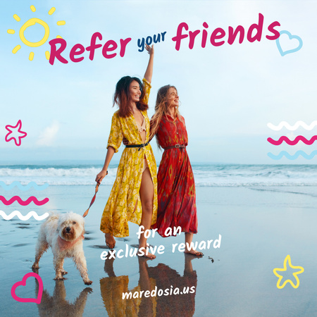 Summer Vacation Offer Girls Showing Heart Instagram Design Template