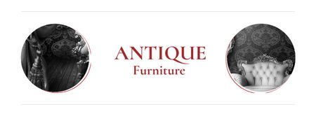 Antique Furniture Auction with armchair Facebook cover Design Template