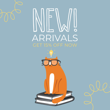 Modèle de visuel annonce de vente de livres avec chat sage - Instagram