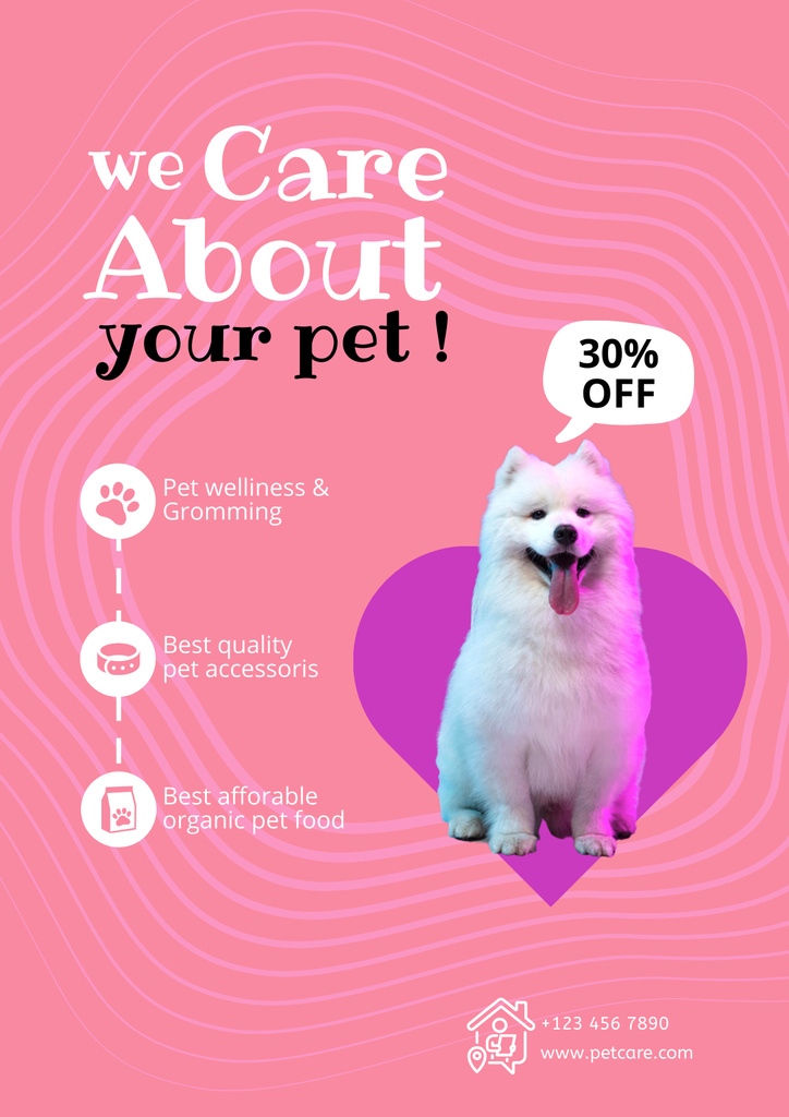 Pet Shop Ad with Cute Dog Poster Tasarım Şablonu