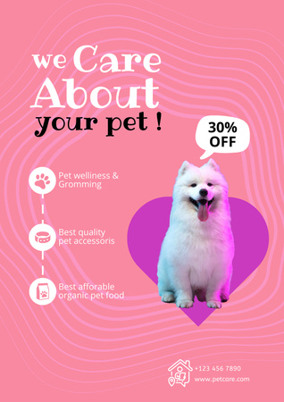 Pet Shop Ad with Cute Dog Poster Design Template