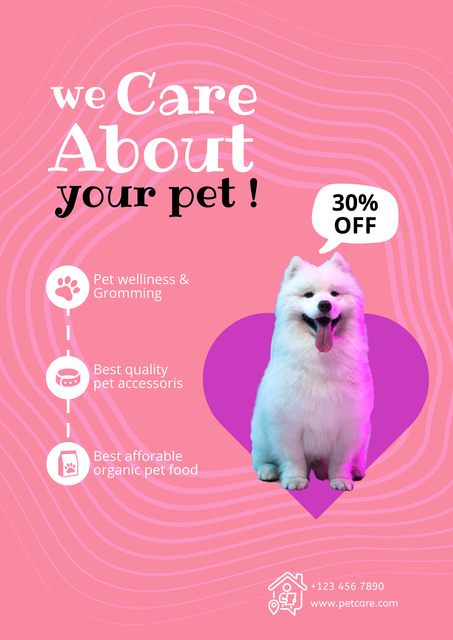 Designvorlage Pet Shop Ad with Cute Dog für Poster